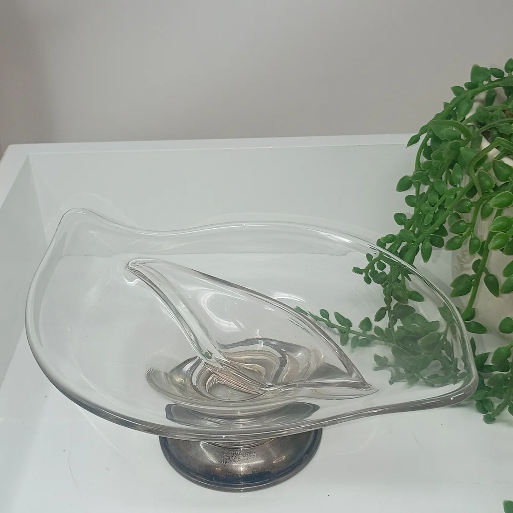 Sterling Silver Base, Elegant Divided Glass Bowl